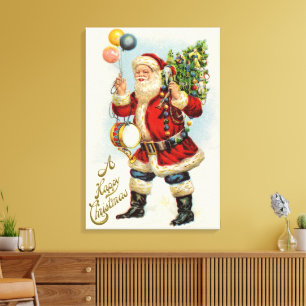 Oud Kerstmis, Victoriaanse Sinterklaas Ballonnen Canvas Afdruk