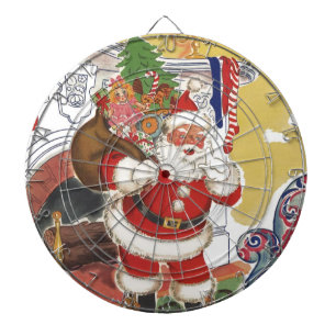 Oud Kerstmis, vrolijke Kerstman met cadeaus Dartbord