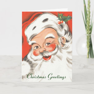 Oud Kerstmis, vrolijke Kerstman met glimlach Feestdagen Kaart