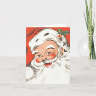 Oud Kerstmis, vrolijke Kerstman met glimlach Feestdagen Kaart