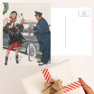 Oud Kerstmis, Winkelen Kado's Politieagent Feestdagenkaart