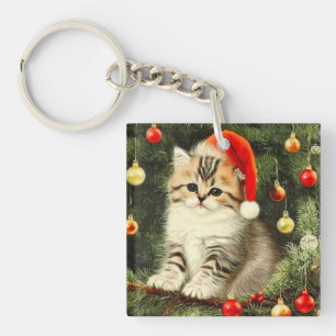Oud Kerstmiskitten Sleutelhanger