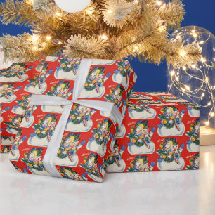 oud kerstsneeuwstel cadeaupapier