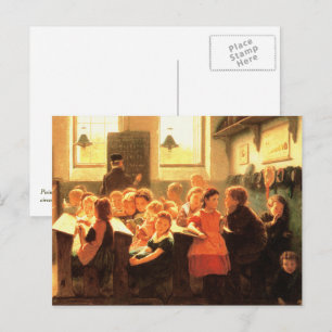 Oud Klaslokaal Scène Schilderen Fine Art Briefkaar Briefkaart