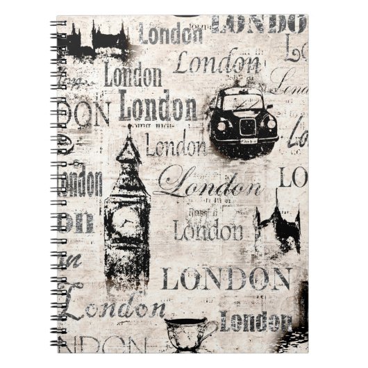 oud krantenartikel London grunge collage Notitieboek (Voorkant)