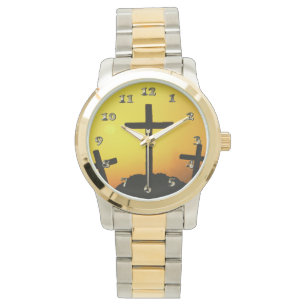 Oud kruiend kruis op Calvaria Hill op Sunset Horloge