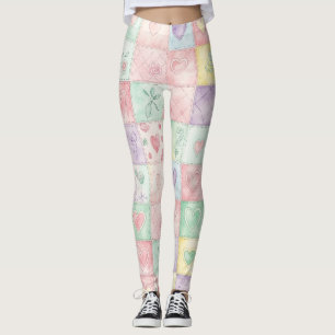 Oud Landhuis Bloemrijke Patchwork Gingham Pastel Leggings