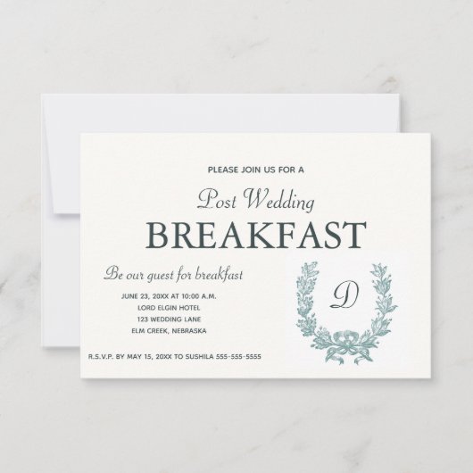 Oud lichtgroen Frans krans ontbijtservies RSVP Kaartje (Voorkant)