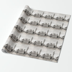 Oud Londen, zwart-wit. Cadeaupapier