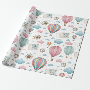 Oud luchtballonpatroon (1) cadeaupapier