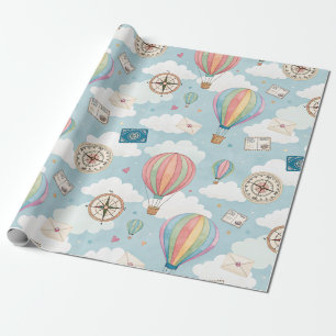 Oud luchtballonpatroon (2) cadeaupapier