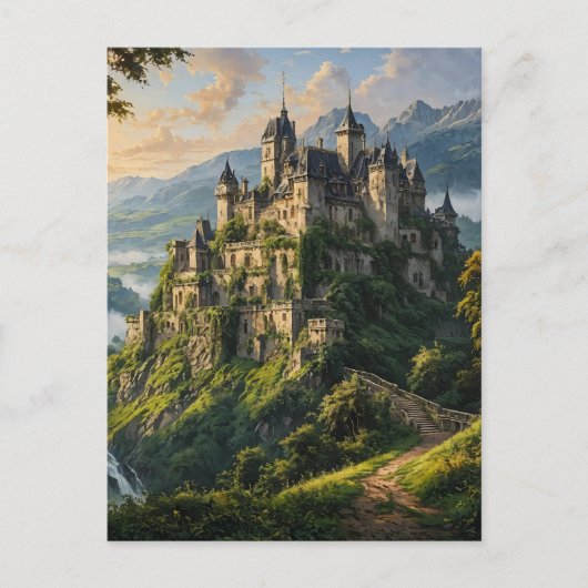 Oud majestueus kasteel briefkaart (Voorkant)