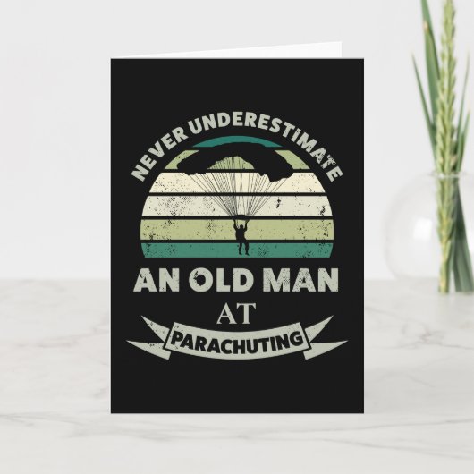 Oud Man bij Parachuting Funny Dad Gift Kaart (Voorkant)