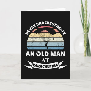Oud Man bij Parachuting Funny Gift Dad Kaart