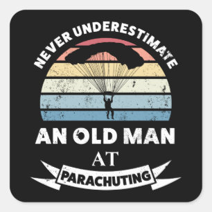 Oud Man bij Parachuting Funny Gift Dad Vierkante Sticker