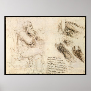 Oud Man en waterschets door Leonardo da Vinci Poster