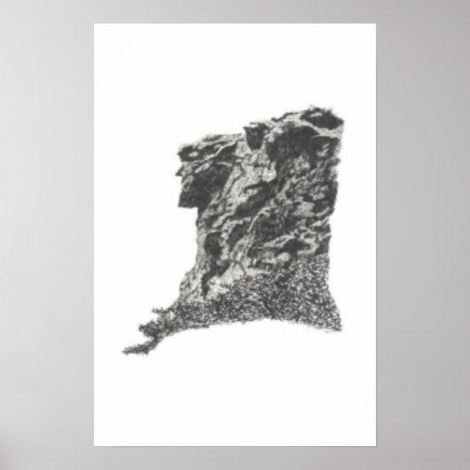 Oud Man in de bergen, NH - Pen Sketch Print (Voorkant)