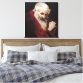 Oud Man in een rode kat (kerstmis) Canvas Afdruk (Insitu (Slaapkamer))