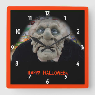 Oud Man Masker in Zwarte Achtergrond Vierkante Klok