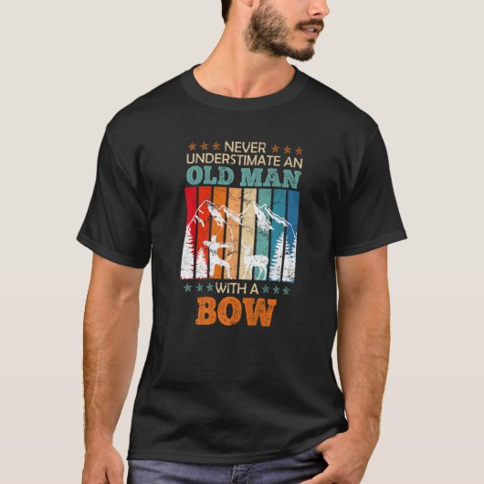 Oud Man met boog longbow boogschutter 2 T-shirt (Voorkant)