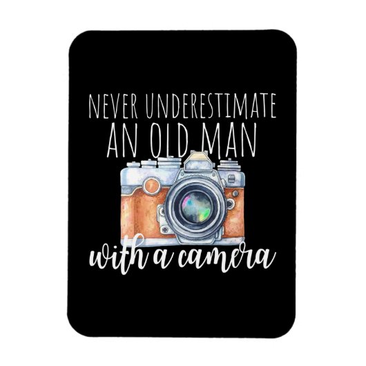 Oud Man met camera Magneet (Verticaal)