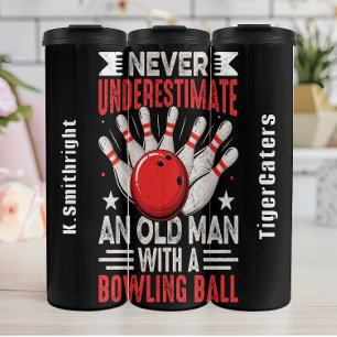 Oud Man met een bowlingbal Thermosbeker