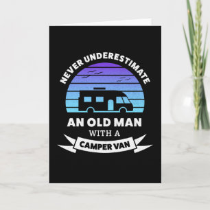 Oud man met een Camper-busje - Funny Gift Kaart