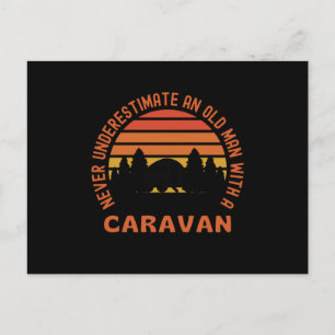 Oud Man met een caravan Funny Caravaning Briefkaart