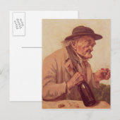 Oud Man met een glas wijn Briefkaart (Voorkant / Achterkant)
