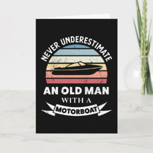 Oud Man met een motorboot Funny Boating Gift Papa Kaart