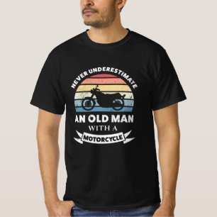 Oud Man met een motorfiets grappige pap T-shirt