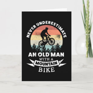 Oud Man met een mountainbike - MTB Gift Kaart