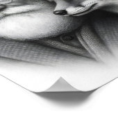 Oud Man met Fox Classic Black & White Pencil Art Poster (Hoek)