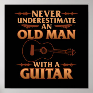 Oud Man met Guitar Music Player Musician Guitaris Poster