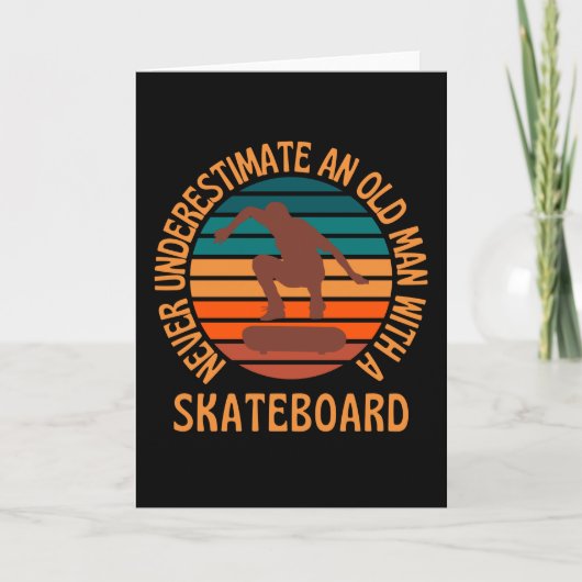 Oud Man met skateboard Kaart (Voorkant)