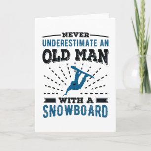 Oud Man met Snowboard Husband Gift Kaart