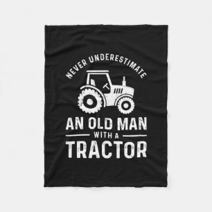 oud man met trekker voor mannelijke landbouwers fleece deken