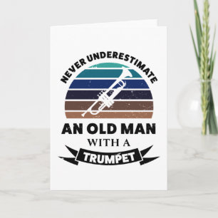 Oud Man met Trumpet Funny Gift Dad Kaart
