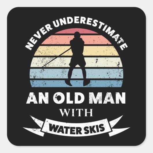 Oud Man met water Vierkante Sticker (Voorkant)