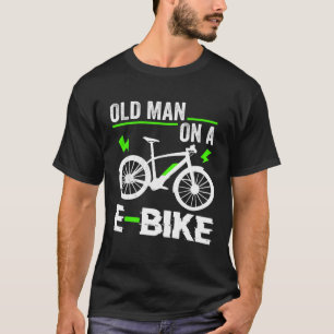 Oud Man op een E Bike Electronic Bicycle Sports Bi T-shirt