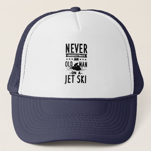 Oud Man op een Jet Ski Trucker Pet (Voorkant)