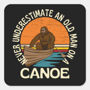 Oud Man op een kanoe-oerketel Vierkante Sticker