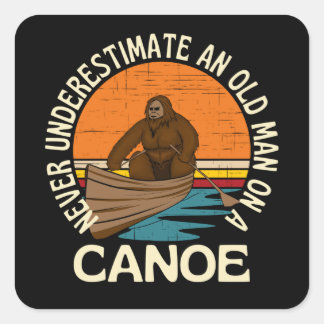 Oud Man op een    kanoeBig Foot Vierkante Sticker