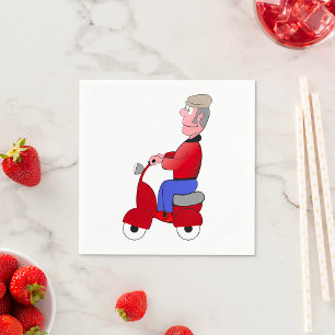 Oud Man op een scooter papieren servetten
