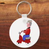 Oud Man op een scooter Sleutelhanger (Voorkant)