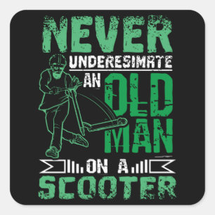 Oud Man op scooter Vierkante Sticker