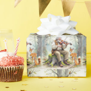 Oud Man speelt viool in het bos Cadeaupapier