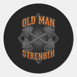 Oud Man Sterkte Spier Gym Training Bodybuilding Ronde Sticker