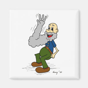 Oud Man Waving Beard Magnet Magneet