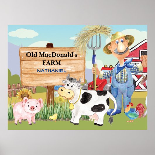 Oud monogram van het Boerderij MacDonald's E-I-E-I Poster (Voorkant)